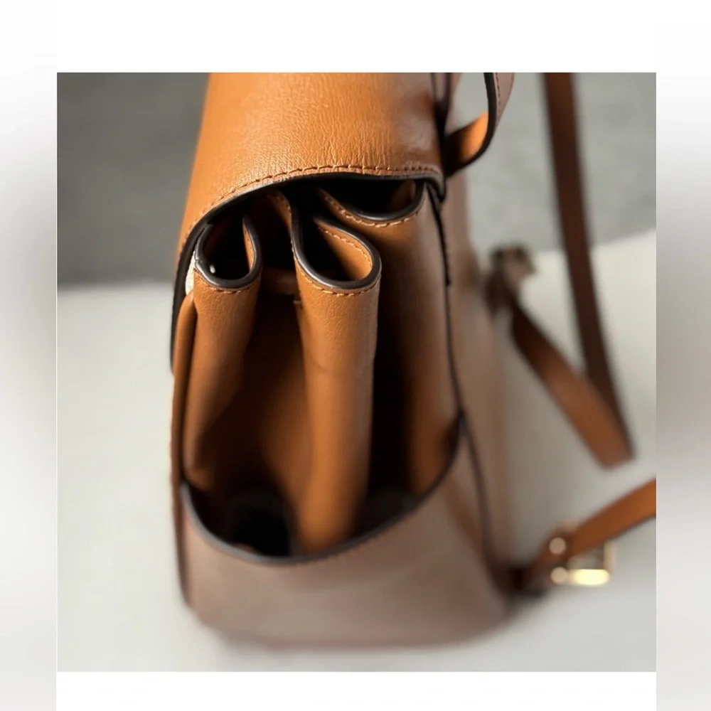 Michael Kors Brown and Cream MK Logo Backpack
